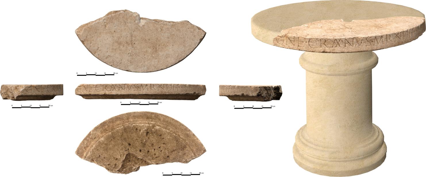 Restitution de la table à offrande. Ce type de mobilier peut être placé dans des édicules destinés à l’accueil d’une divinité, des ancêtres ou de tout autre être permettant une intercession spirituelle.